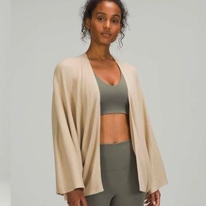 Lululemon Cashlu Knit Textured Wrap Open Cardigan Slouchy Sweater Cream OS